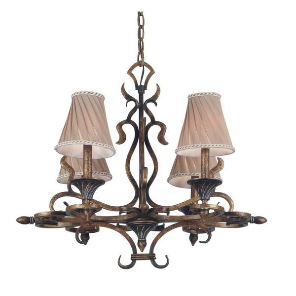 Kenroy Home Verona 4-Light Aged Golden Copper Chandelier-DISCONTINUED