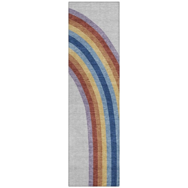 Chantille Machine Washable Indoor/Outdoor Abstract ACN3053 Silver 2 ft. x 7 ft. Runner Rug