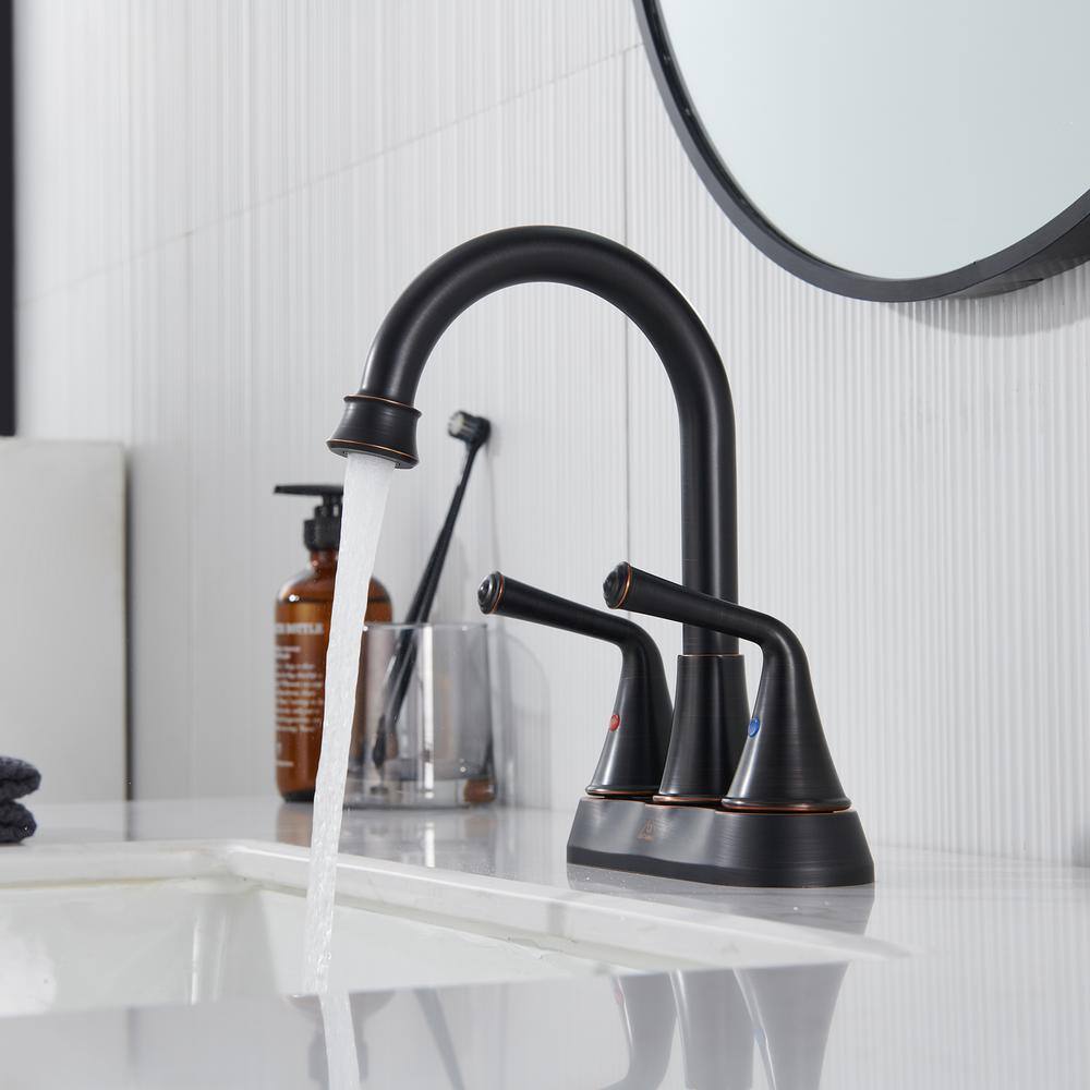 Oil Rubbed Bronze 4-Inch 2-Handle Stainless Steel Bathroom Faucet