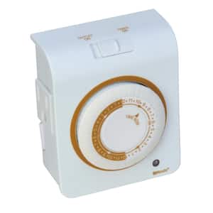 15-Amp 24-Hour Indoor Plug-In Dual-Outlet Programmable Mechanical Timer, White