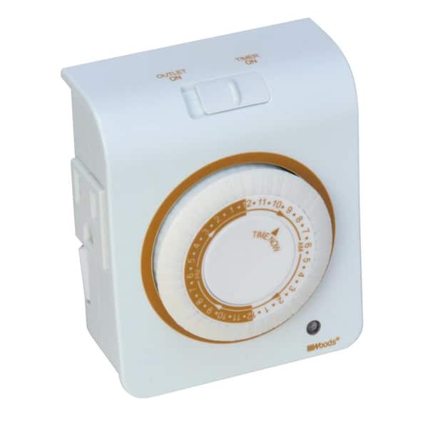 Woods 15-Amp 24-Hour Indoor Plug-In Dual-Outlet Programmable Mechanical Timer, White