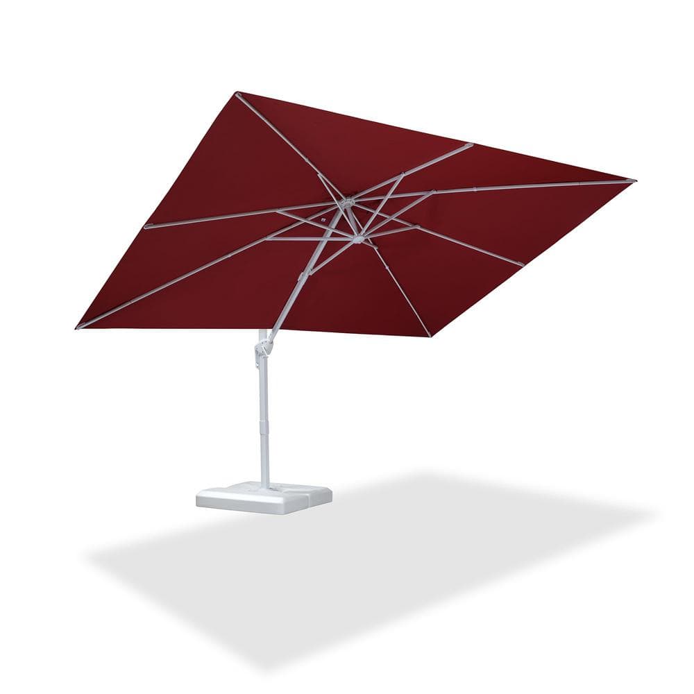 9 ft. x 11 ft. Outdoor Cantilever Patio Umbrella White Aluminum Offset 360° Rotation Umbrella with Base, Red price history on PriceWatchPro