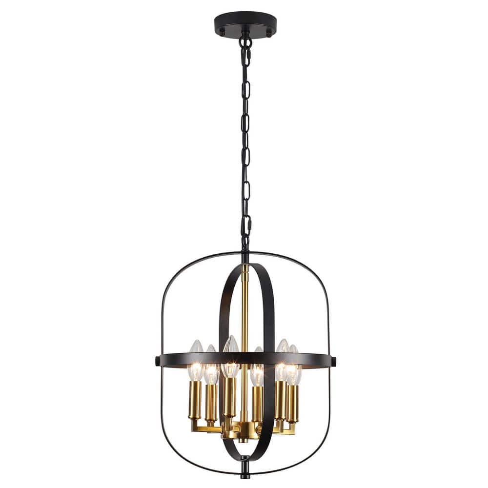 6-Light Black & Brass Farmhouse Oval Candlestick Pendant Light Height Adjustable Chandelier for Living Room price history on PriceWatchPro