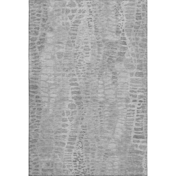 Mayfield Premium Machine Washable Abstract AMF2382 Gray 3 ft. x 5 ft. Area Rug