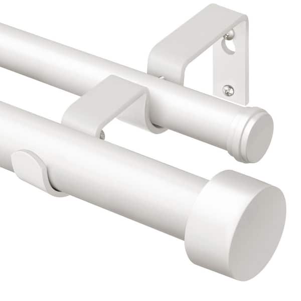 66 in. to 120 in. Heavy Duty Adjustable Double Curtain Rod with End Caps for Windows, White
