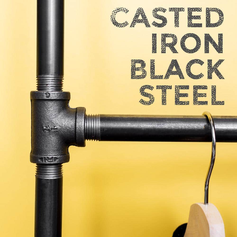 Industrial Black Steel Double Hung Clothing Rack