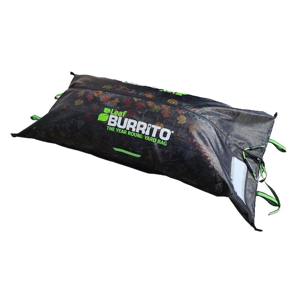 7 ft. Leaf Burrito Year-Round Yard Bag, Black Mesh with Handles and Zippers, Opens Flat, Reusable Leaf Collecting Tool