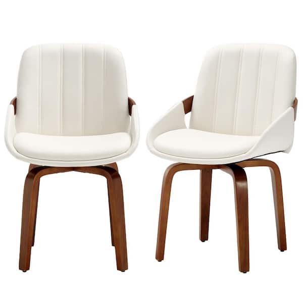 Hochwertiges White Faux Leather Upholstered Bentwood Side Chairs