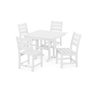 Grant Park White 5-Piece Plastic Side Chair Outdoor Dining Set