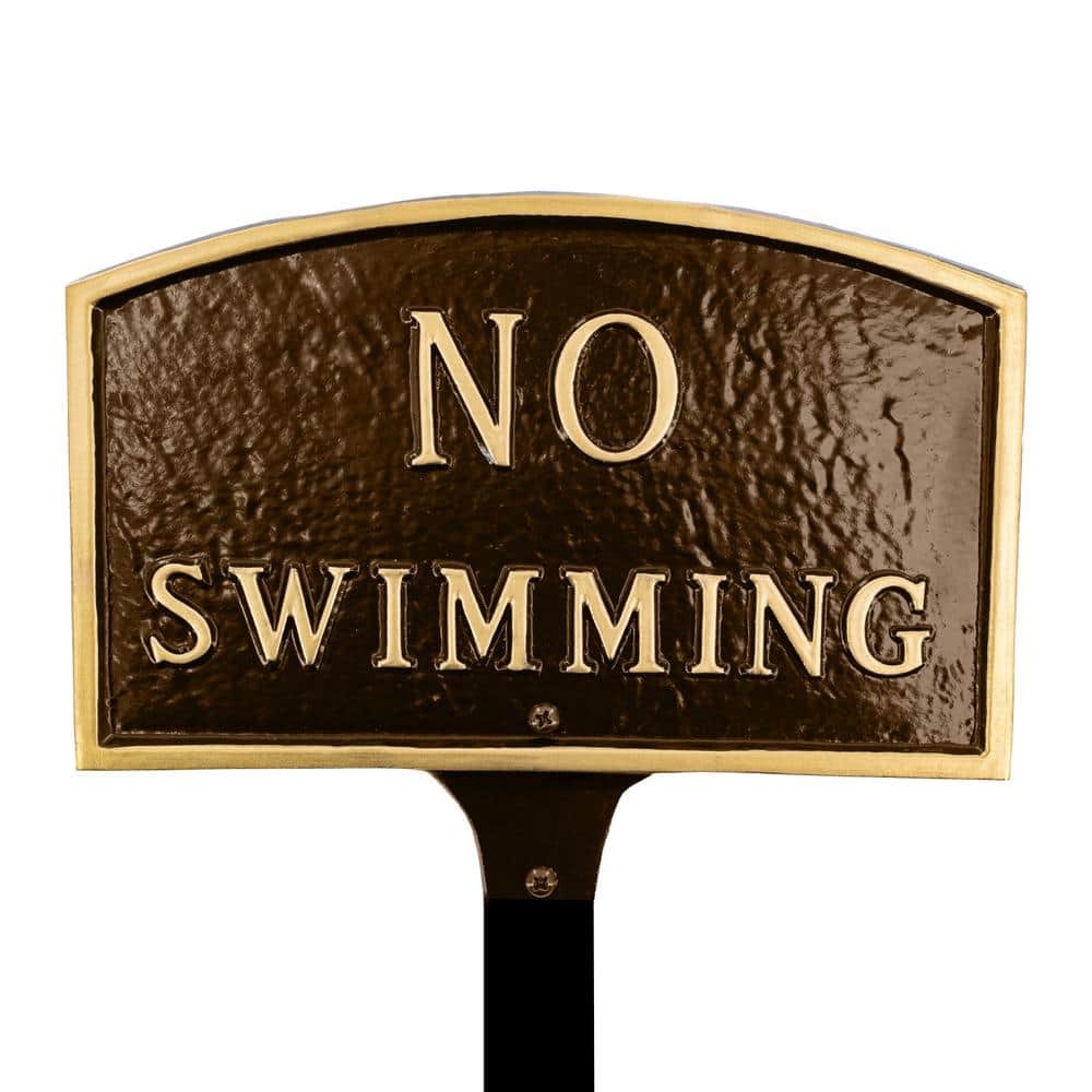 5.5 in. x 9 in. Small Arch No Swimming Statement Plaque Sign with Lawn Stake - Oil Rubbed/Gold price history on PriceWatchPro