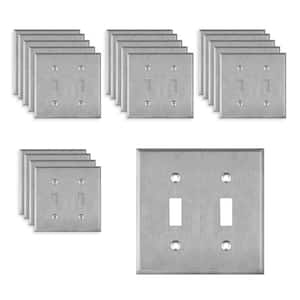2-Gang Stainless Steel Toggle Switch Metal Wall Plate, Standard Size (20-Pack)