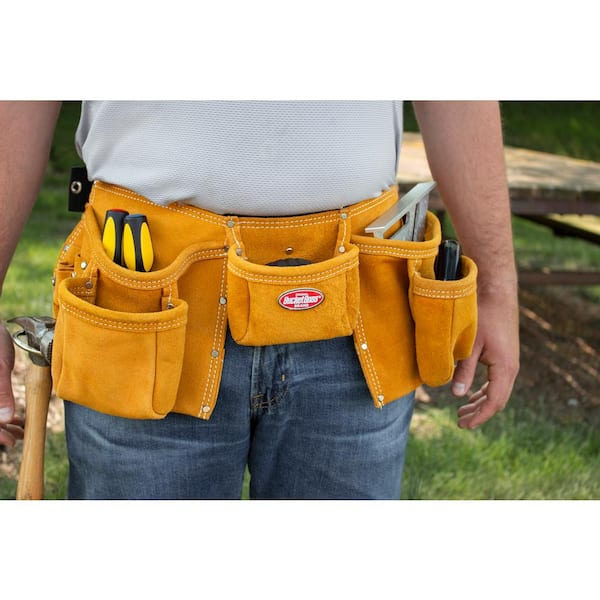 AWP Suede Leather Carpenter Construction Tool Belt 11-Pocket Pouch Apron  1LS-495