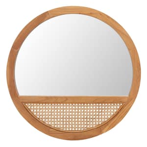 Deonna 23.5 in. W x 23.5 in. H Wood Round Modern Natural Wall Mirror