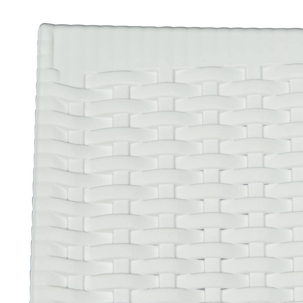 Modern Weave Design White Polypropylene Stackable Dining Chair, Set of 4