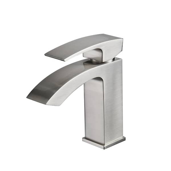 Single Handle Single Hole Bathroom Faucet in Brushed Nickel