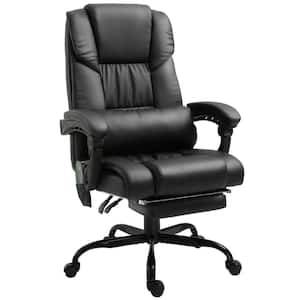 27.25'' x 24'' x 47.25'' Black PU Leather Reclining Height Adjustable 6-Point Massage Executive Chair with Arms