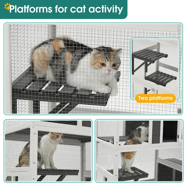 Foobrues 3-Tier Wooden Outdoor and Indoor Cat House Suitable for 1