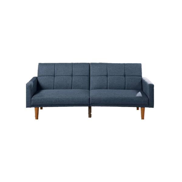 Donason 80 in. W Square Arm Polyfiber 3-Seat Straight Reclining Sofa in Navy