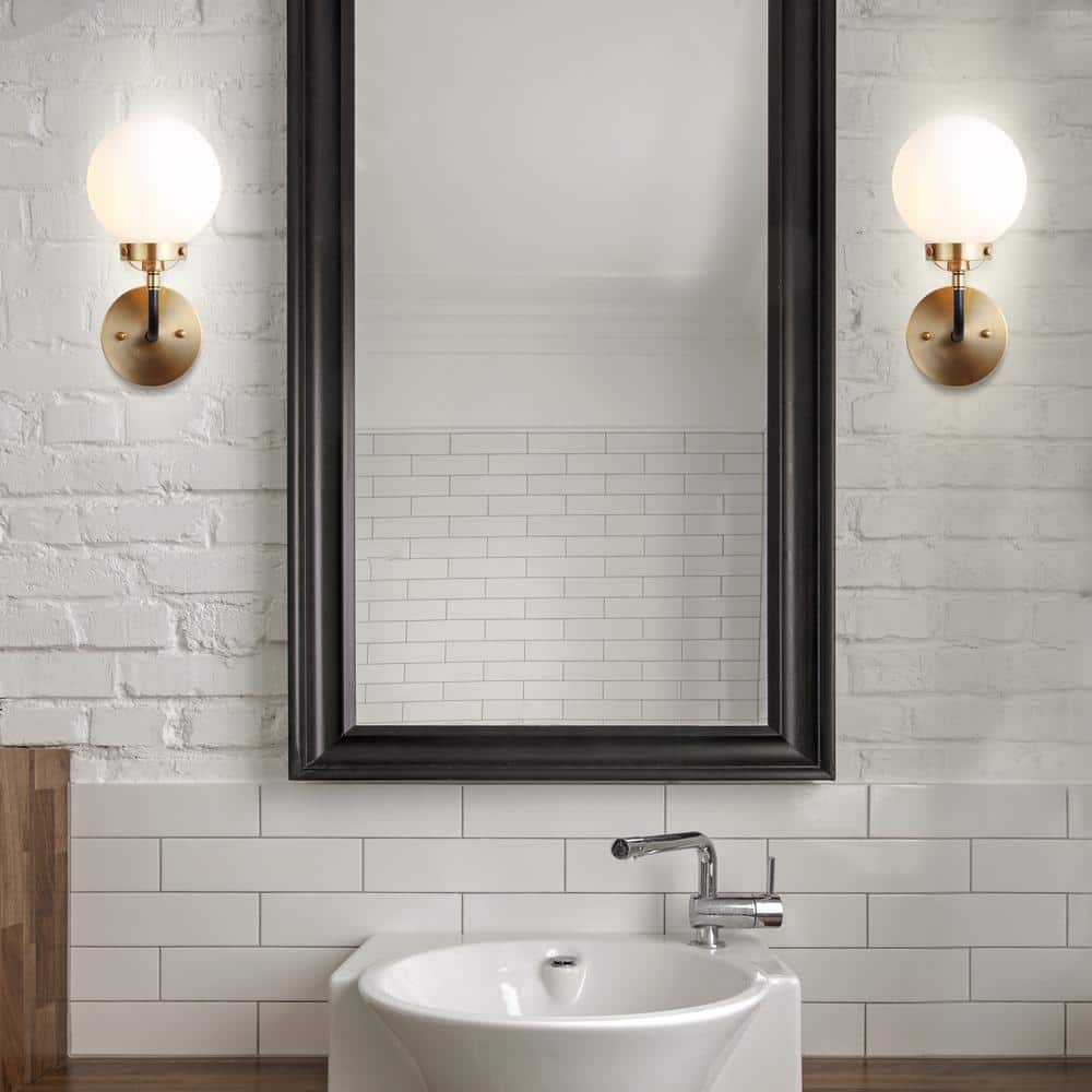 Caleb 11.75'' Antique Gold and Black LED Vanity Light