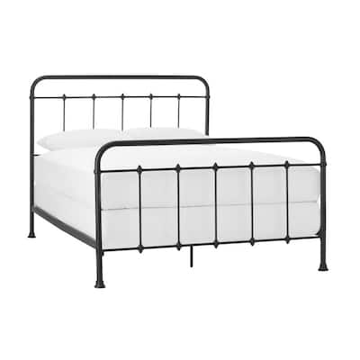 Stylewell Dorley Farmhouse Black Metal, Cast Iron Bed Frame Queen