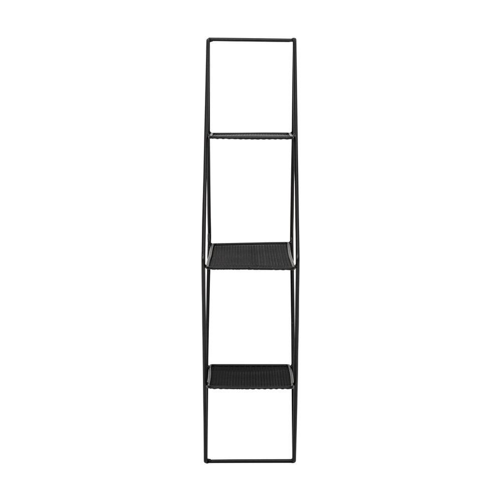 Black Geometric Steel 3-Tier Floating Wall Shelf