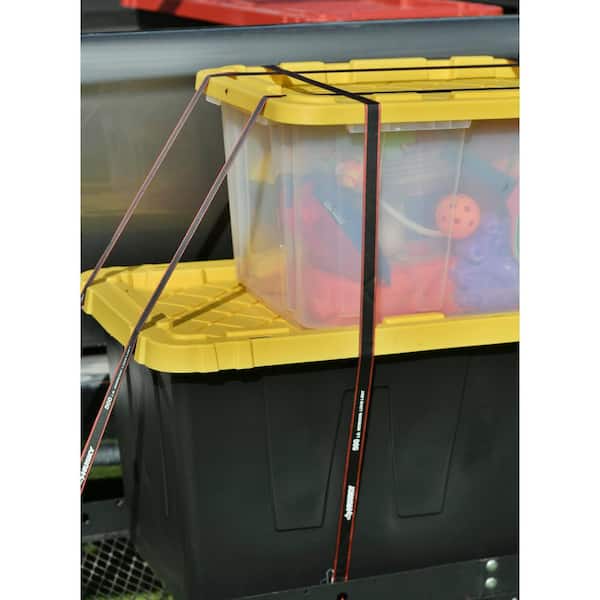 HDX 12 Gal. Tough Storage Tote in Black with Yellow Lid 206100 - The Home  Depot