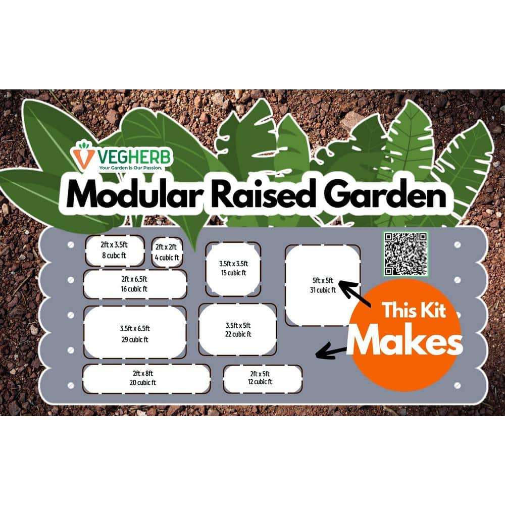 Slate Gray Modular Metal Raised Garden Bed Kit