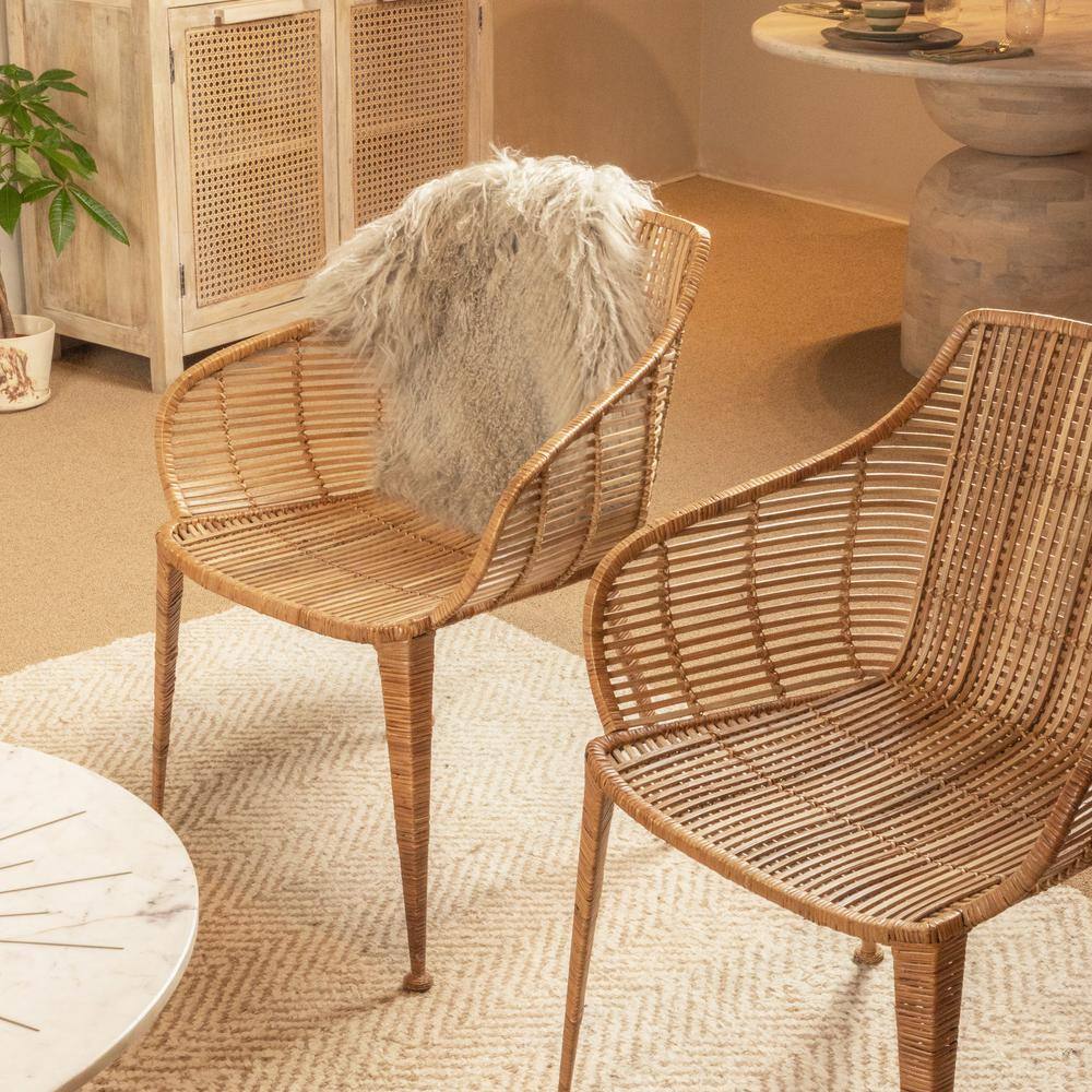 Sustainably Sourced White Metal Boho Accent Chair
