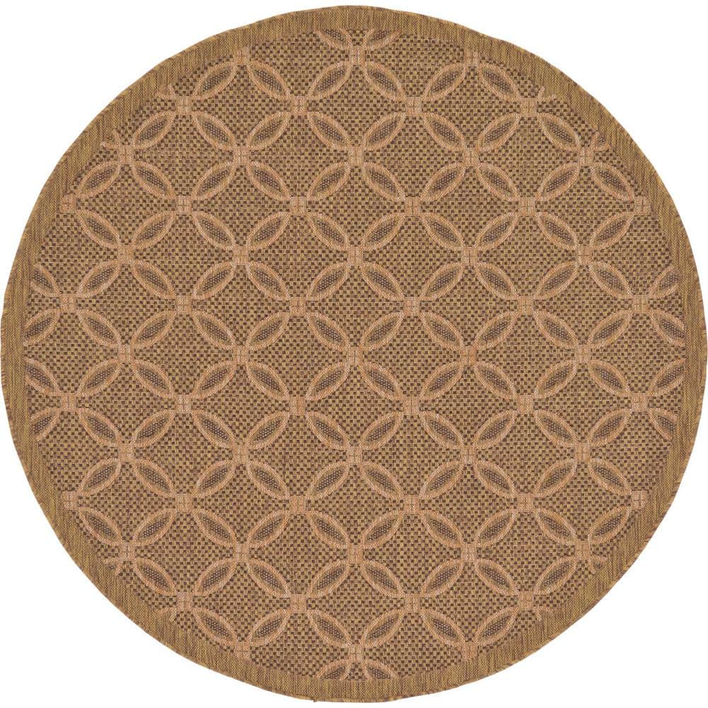 Outdoor Spiral Light Brown 6' 0 x 6' 0 Round Rug price history on PriceWatchPro
