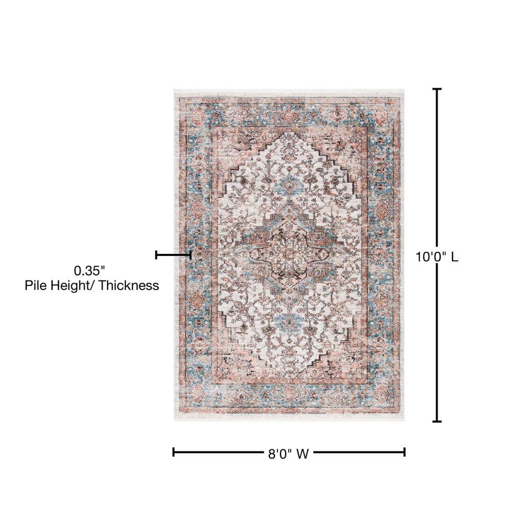 Dreamy Abstract Blue and Grey 8' x 10' Synthetic Area Rug