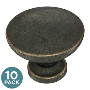Essentials 1-3/16 in. (30 mm) Traditional Warm Chestnut Round Cabinet Knobs (10-Pack)
