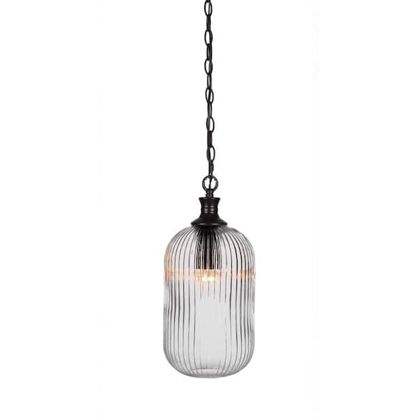 Unbranded Orleans 60-Watt 1-Light Matte Black Shaded Mini Pendant Light with Glass Shade