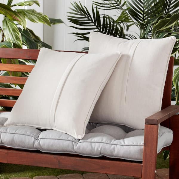 Sunbrella Cast Pumice Square Outdoor Throw Pillow with Pleat (2-Pack)