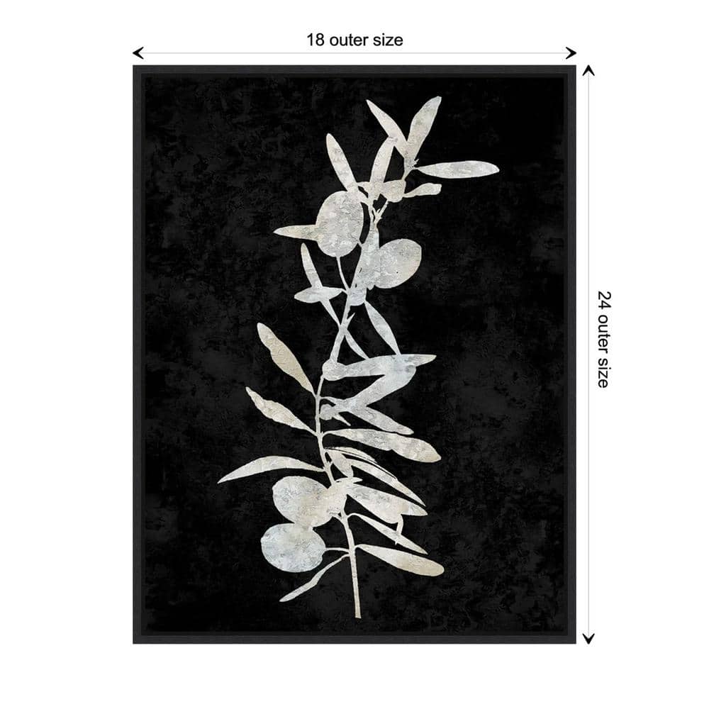 Plant Life White on Black Canvas Wall Art with Sylvie Black Frame
