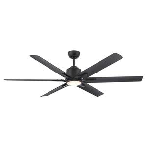 Kensgrove II 60 in. Smart Indoor/Outdoor Matte Black Ceiling Fan with Remote Included Powered by Hubspace