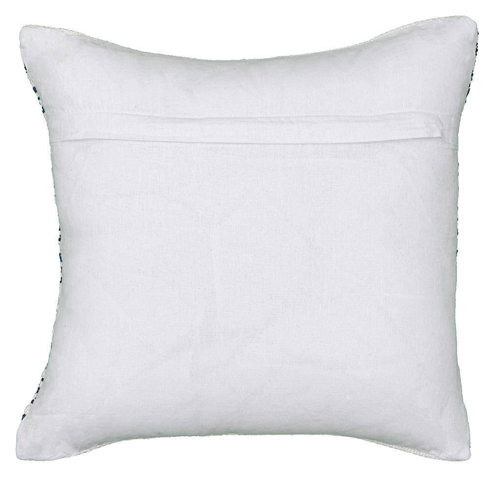 Hand-Woven Blue and Cream Chevron Cotton Throw Pillow