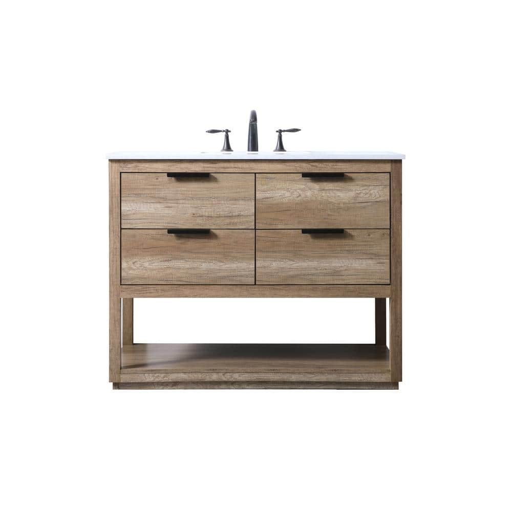 42 in. W x 22 in. D x 34 in. H Bath Vanity in Natural Oak with White Engineered Marble Top price history on PriceWatchPro