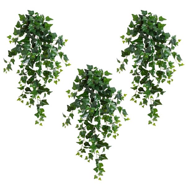 41 in. UV Resistant Artificial Puff Ivy Hanging Plant (Indoor/Outdoor) - (Set of 3)