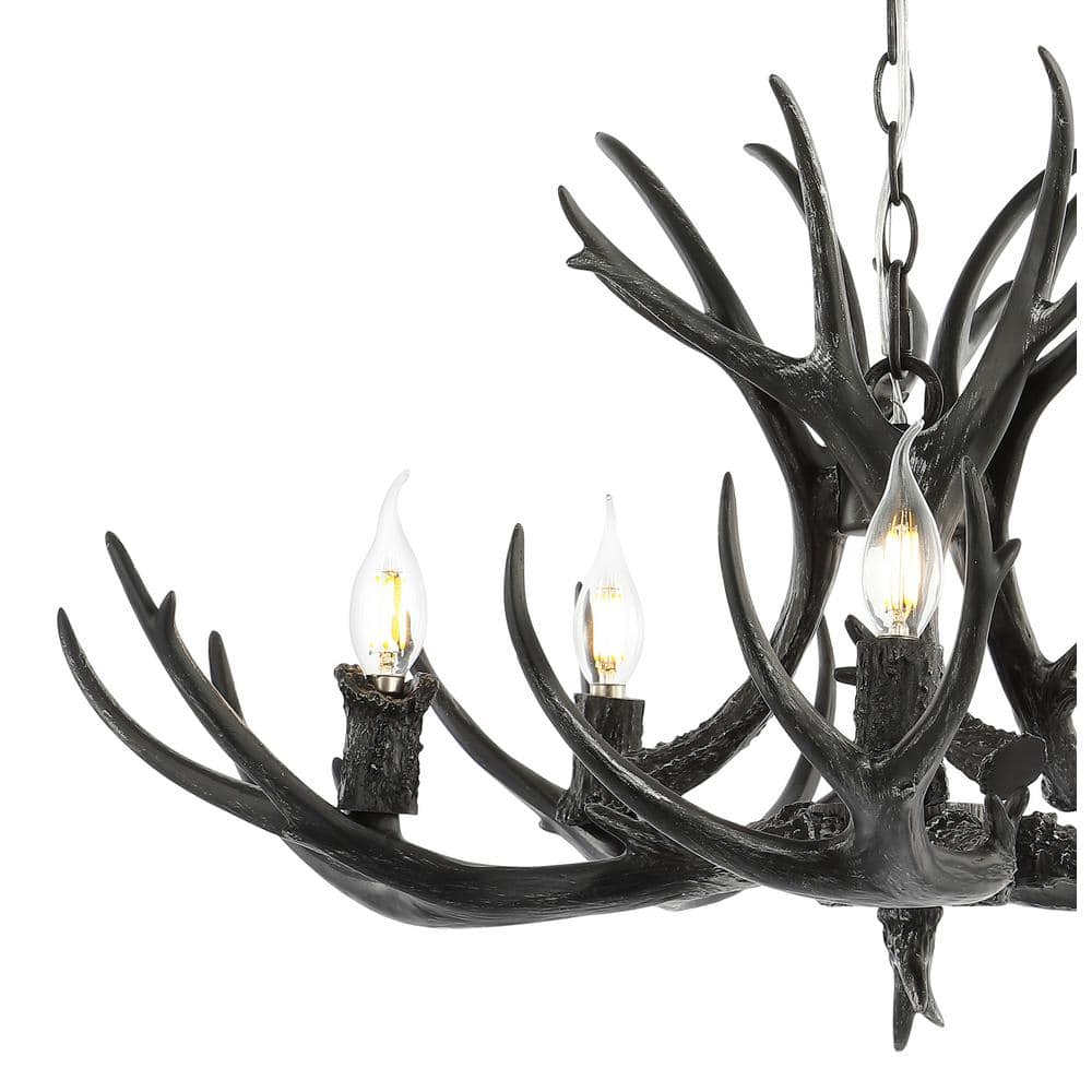 Eldora Black Resin Antler 5-Light Adjustable Chandelier