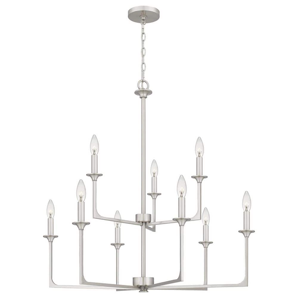 Prescott Brushed Nickel 9-Light Chandelier with Candle Sleeves