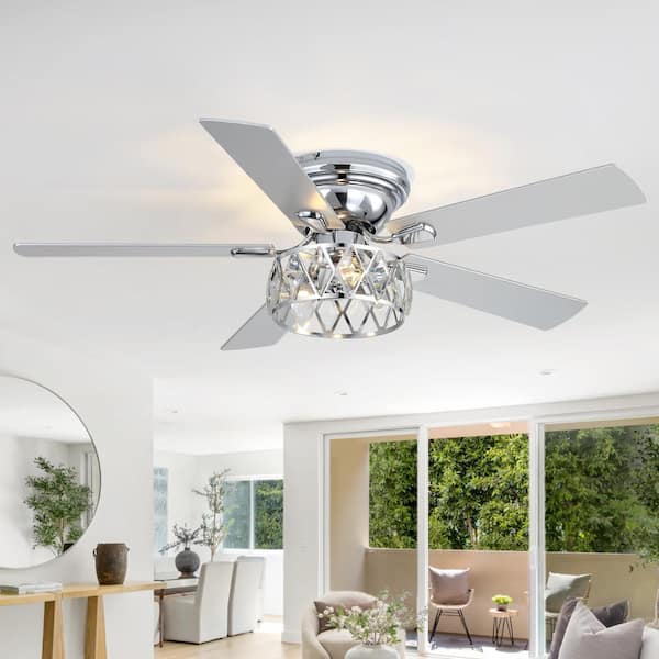 Flashwind Bernard 52 in. Indoor Chrome Chandelier Hugger Ceiling