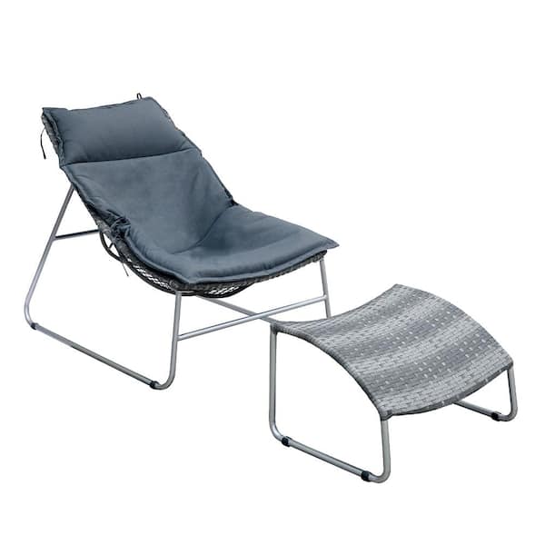 Lili Gray and Silver Contemporary Style Living Room Chair Living Room Patio Chair with Ottoman