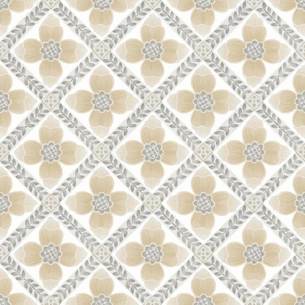 Mimi Neutral Quilted Floral Peel and Stick Wallpaper Roll