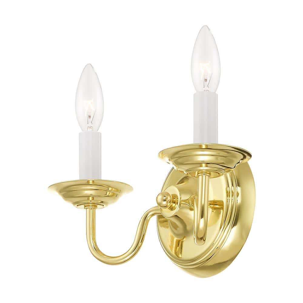 Colonial Elegance 2-Light Polished Brass Direct Wired Sconce