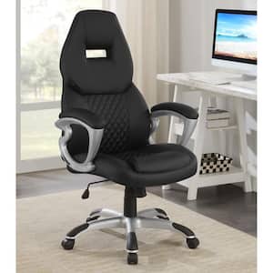 Bruce Faux Leather Adjustable Height Office Chair in Black and Silver with Arms