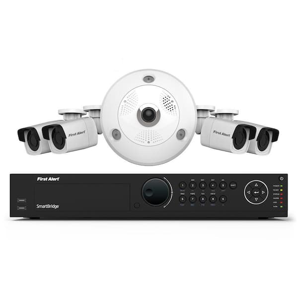 First Alert 16-Channel HD 4TB Surveillance NVR with (1) 3MP Camera and (4) Indoor/Outdoor 1080p Bullet Cameras