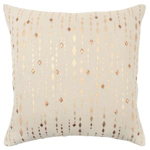 Beige/Gold Geometric Shapes In Foil with Metallic Gold Hardware Poly Filled 20 in. x 20 in. Decorative Throw Pillow