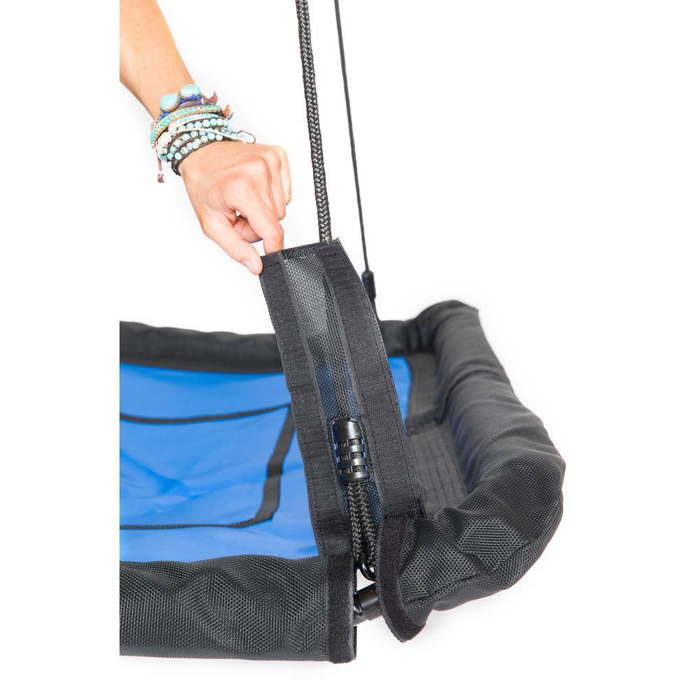 Blue and Black Heavy-Duty Rectangular Platform Swing with Steel Frame