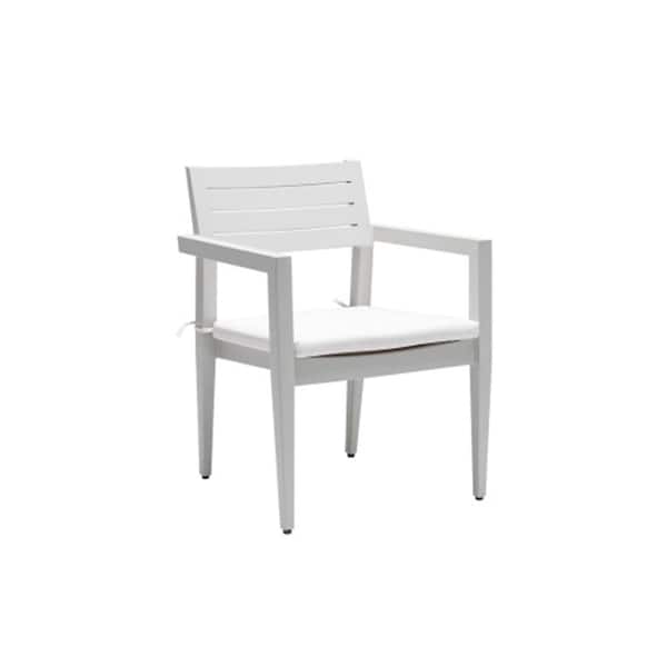ITOPFOX 4 Pcs Outdoor Patio Aluminum Dining Chair with Sunbrella Grayish Cushions and Tapered Feet