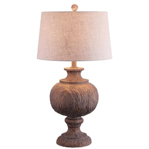 Scarlett 31 in. Dark Brown with Gray Shade Resin Table Lamp